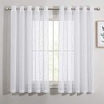 NICETOWN Linen Sheer Curtains Semi Sheer Panel Elegant Decoration for Bedroom/Kitchen/Living Room (W70 x L63, White, 2 Panels)