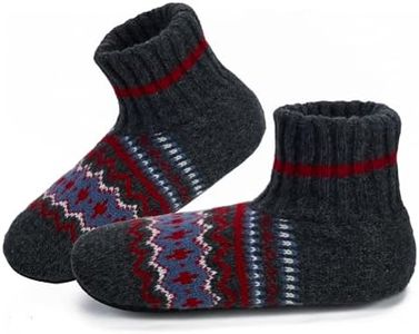 LEMZONE Mens Fuzzy Slipper Socks with Grippers Winter Warm Indoor Sherpa Lined House Socks