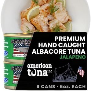Genuine American Tuna - Premium Wild Pacific Albacore Tuna Fillets - with Jalapeno | (6) 6 oz Cans | Canned in the US, Supporting US fishermen | Gluten Free, High Protein, Omega 3s | Hand-Packed in the U.S.A.