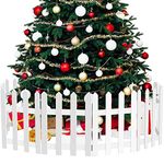 ANVAVO 12 Pack Thick Christmas Tree Fence White Wooden Picket Fence Tree Fence Decorations for Kids Pet Dogs Xmas Wedding Party Decorations Miniature Home Garden Border Lawn Edge Fence, 15.7 x 12 Inch