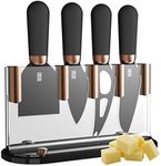 Taylors Eye Witness Cheese Knives - Brooklyn Copper 4 Piece Cheese Knife Set with Hard Ceramic Coated, Super Sharp Antibacterial Blades & Soft Grip Handles for Comfort & Control. 2 Year Guarantee.