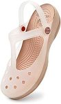 KELMALL Women's Classic Garden Clog, Casual Slip on Water Sandal Shoe for Indoor Outdoor, White Gold, 7