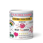 DAYS Thank You Teacher Mug, Personalized Mug - Custom Teacher's Name - Best Teacher Gift Coffee Mug Gift for Mentor, Farewell Gift for Teacher, Gift for School Teacher by Students