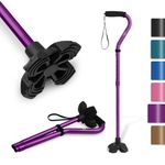 KingGear Adjustable Cane for Men & Women - Lightweight & Sturdy Offset Walking Stick - w/Additional Big Tip - Mobility Aid for Elderly Seniors & Handicap (Purple)