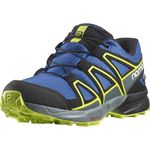 Salomon Speedcross CLIMASALOMON™ Waterproof Shoes for Kids, Nautical Blue/Black/Acid Lime, 2 Little Kid