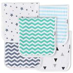 KiddyStar Triple Layer Baby Burp Cloths | 5-Pack, Organic Cotton, Large, Soft, Absorbent Burping Towels for Infants