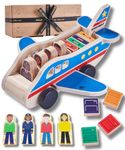 Jaques of London Wooden Aeroplane Toys | Toddler Toy Airplane with Passengers & Luggage | Wooden Toys for 2 Year Olds | Since 1795