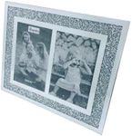 EagleWiz GLASS MIRRORED CRUSHED CRYSTAL DIAMOND,DOUBLE PHOTO FRAME,TWO PHOTOS SILVER