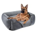 MIXJOY Extra Extra Large Dog Bed Washable, XXL Dog Bed Low Front Edge Dog Bed Non-Slip Bottom Soft Pet Bed, Calming Pet Bed For Labrador, Golden Retriever, Grey, 107x76x25 cm