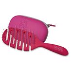 Magic Hair Brush Detangler Sports - Travel Detangle Comb for Women, Men and Children – Detangling Vented Hairbrush with Flexible Bristles for Wet, Curly, Thick Hair, Dark Pink with Case