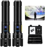 Rechargeable Flashlight 990000 Lumens, BCOTE 2 Pack Super Bright LED Flashlight Camping, Brightest High Powerful Handheld Flashlights - 7 Modes with COB Light, IPX7 Waterproof Home Outdoor Flash Light