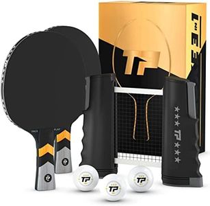 TRICKPLAY Professional Ping Pong Net for Any Table | Portable Anywhere Table Tennis Set with Retractable Net, 2 Paddle Set, 3-Star Balls, Fitted Storage Case