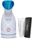 KINLITO Facial Steamer Ionic Face Steamer for Home Facial, Warm Mist Small Facial Steamer for Deep Cleaning Unclog Pores with Blackhead Remover, Aromatherapy Kit for Personal Home SPA (Blue)