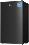 Midea MERM33S1ABB Mini Fridge, 3.3 Cu.ft Compact Fridge with Internal Light, Adjustable Thermostat, Reversible Door, Low Noise for Dorm, Office, Bedroom Black