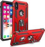 REALCASE Compatible for iPhone X/Xs Back Cover Case | Heavy Duty Dual Layer Hybrid Shock Proof Armor Defender Ring Case Back Cover for iPhone X/Xs 5.8 (Red)