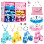 Princess Dress Up Shoes - Princess Toys with Play Shoes & Pretend Jewelry Accessories for Little Girls Aged 3,4,5,6 Birthday Xmas Gift