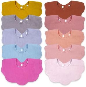 EllieHouse Baby Bibs for Girls Boys 10 Pack Muslin Drool Teeth Drooling Teething Bibs 4-Layer Muslin Cotton Absorbent Soft Bibs for Infant Toddler Essentials