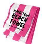 Personalized Cabana Stripe Beach Towel for Men, Women, Girls or Boys - Add Your Embroidered Name or Monogram - Custom Cotton Pool, Bath Towel (35" x 62")