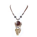 DCA Brass, Leather and Bone Brown & Golden Women Necklace