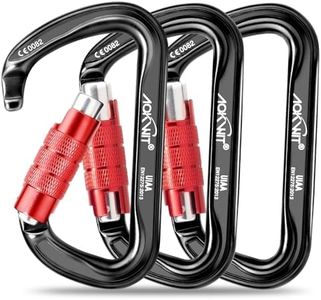 30KN Auto Locking Carabiner Clip Twist Lock UIAA Certified Large Climbing Carabiner Heavy Duty Carabiner for Rock Tree Climbing Rappelling Mountaineering Caving Rescue Arborist Aerial Yoga (3PCS)