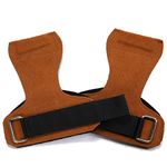 OLAHRAGA Leather Weight Lifting Hand Grips with Wrist Support - Perfect Palm Protection Gloves for Crossfit, Gymnastics, Pull ups, Deadlifts, Gym Workout and Weightlifting for Men and Women (Brown)