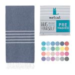 WETCAT Turkish Beach Towel Oversized 38x71 100% Cotton Sand Free Quick Dry Extra Large Light Travel Towel for Adults Beach Accessories Gifts - Navy