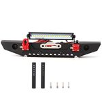 RC Front Bumper, Anticollision Metal 1:10 Scale Remote Control Crawler Car Bumper with Spolights Upgrade Spare Parts Fit for TRX4 Axial SCX10 90046 1/10 Toy Model Accessories