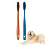 KnocKconK Dual-Headed Long Dog Toothbrush Kit with Soft Head, Big Pet Dental Oral Care, Easy Teeth Cleaning Tooth Brushing Bristles, Safe and Effective, for Golden Retriever, Labrador, Shepherd Dog