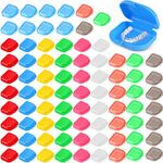 Tanlade 80 Pcs Assorted Retainer with Vent Holes Case 3.4 x 2.8 x 1.1 inches Denture Case, Dental Mouth Guard Case False Teeth Container for Aligners, Mouth Guards, 10 Colors