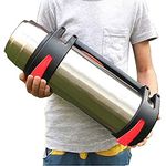 Sandtec Vacuum Travel Insulated Bottle Giant Flask 3L for Hot and Cold Drinks Stainless Steel Oversized Capacity Vacuum Insulated Thermal Reusable Water Bottle Tank for Home Outdoor (Silver, 3L)