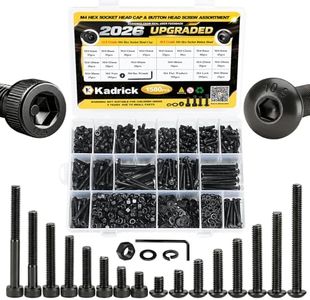 Kadrick Metric Screws Assortment,1400 Pcs M4 Screws Nuts Washers Assortment M4x6MM-40MM, Hex Socket Button & Cap Head M4 Machine Bolts Kit, 12.9 & 10.9 Grade Alloy Steel,Black Screws for 3D Printing