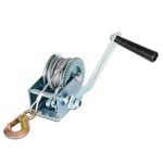 EASYBERG 600LBS Hand Winch with 26.3FT Steel Cable, Two-Way Adjustable Boat Trailer Winch with Hook, Manual Hand Crank Winch for ATVs Trucks Auto Marine