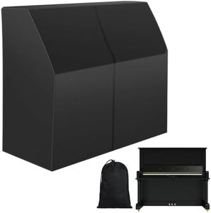 VitalCozy Upright Piano Cover Protective Silver Coated Oxford Fabric Soft Piano Dust Cover Decorative Waterproof Dustproof Full Piano Cover Cloth for Block Sunlight, Black, 60.2 x 13.8 x 43.3 Inches