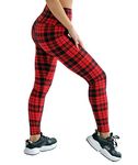 High Waist Womens Leggings - Active Workout Leggings - Tummy Control Soft Ankle Length Leggings for Women(S-M, Red Plaid)…