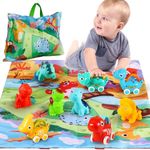 ALASOU 9 PCS Dinosaur Fantastic Creatures Toys with Playmat/Storage Bag|Baby Car Toys for 1 Year Old Boy Birthday Gift|1st Birthday Gifts for 6 12 18 Months|Stocking Stuffers for Toddler 1-3