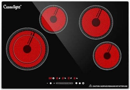 Cusinesync 30 Inch Electric Ceramic Cooktop, 4 Burner Built-in Electric Cooktop with 9 Power Levels, Touch Control, Timer, Child Lock and Residual Heat Warning, 7200W, 220-240V for Hard Wire