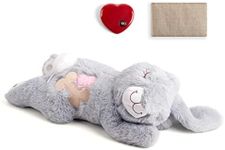 PetPrime Dog Heart Beat Puppy Plush Rabbit Toy - with Warmer Bag Pet Soft Anxiety Puppy Relief Toy for Puppy Dogs Heartbeat Stuffed Animal Puppy Sleeping Buddy Anxiety Dog Toy (Grey Rabbit)