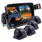 CAMSLEAD 9 inch digital monitor 1080P HD Rear View Camera System, HD DVR Recorder, 4 Channel Input, Quad Split Screen, 4X 1080P Heavy Duty Waterproof Backup Side View Camera for RV Trailer