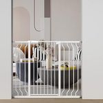 WAOWAO 40.55 inch Extra Tall 29.92-63.77 inches Wide Baby Gate Dog Pet Cat Gate Pressure Mounted Walk Through Swing Auto Close Safety White Metal Kids Child Toddler for Stairs, Doorways, Kitchen