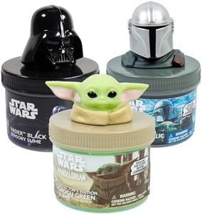 Official STAR WARS Slime, 3-Pack Galaxy Slime Kit, Includes Darth Vader, The Mandalorian, Grogu, Perfect for Goodie Bags, Desk Toys, Star Wars Merch, Star Wars Toys, Great Gifts for Adults & Kids