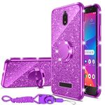 nancheng for BLU View 2/B130DL Case Luxury Cute Soft TPU Silicone Glitter Cover for Girls Women with Diamond Ring Kickstand Bumper Shockproof Full Body Protection Case for BLU View 2/B130DL - Purple