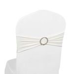 Elastic Stretch Spandex Chair Covers Sashes Bands With Buckle Bows For Wedding Home Party Suppliers Decorations (White, 100PCS)