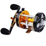 Sougayilang Fishing reels Round Baitcasting Reel - Conventional Reel - Reinforced Metal Body & Supreme Star Drag-WA6000-Gloden