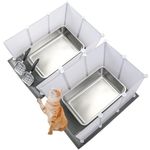 Essenhome 2 Set Extra Large Giant Stainless Steel Litter Box for Cats(24 x 16 x 6 inches) with 2 Metal Cat Litter Scoop,16 Litter Splash Shield and 2 Cat Litter Mat,Easy Clean,Non Stick,Odor Control