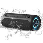 Portable Speaker, Wireless Bluetooth Speaker, IPX7 Waterproof, 25W Loud Stereo Sound, Bassboom Technology, TWS Pairing, Built-in Mic, 16H Playtime with Lights for Home Outdoor - Black…