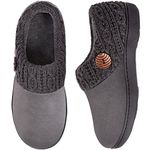 EverFoams Women's Microsuede Slippers Warm Comfy Memory Foam Indoor House Shoes with Knit Collar 5/6 UK Light Grey