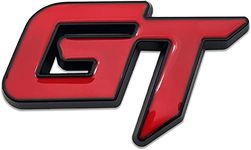 Genesis Auto 3D Red/Black GT Metal Chrome Sticker Logo Fender Badge Emblem Waterproof Self-Adhesive Non-Rusting Decal for Cars & Bikes (6.2 cms X 3.8cms)