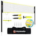 Portable Outdoor Volleyball Net Set for Backyard Beach with Adjustable Poles, Durable 20ft/32ft Net, Soft PU Volleyball & Pump, Carry Bag - Easy Set Up & Durable