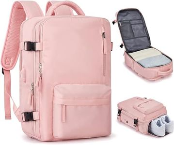 Large Travel Backpack, AT Carry On Backpack,Hiking Backpack Waterproof Outdoor Sports Rucksack Casual Daypack Fit 14 Inch Laptop with USB Charging Port Shoes Compartment (Pink, Large)