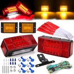 Konrali Submersible LED Trailer Tail Lights Kit Halo Glow, Boat Trailer Lights Kit, Rectangle Led Stop Turn Tail Lights w/License Plate Lights, 25ft Wiring Harness for Camper Truck Trailer Snowmobile